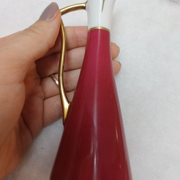 Vintage Limoges Porcelain Vases Burgundy Circa 1970's La Reine Hand Painted gift - Picture 8 of 9